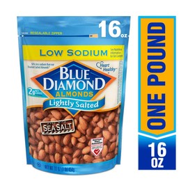 Blue Diamond Almonds Low Sodium Lightly Salted Snack Nuts, 16 Oz Resealable Bag (Pack of 1)