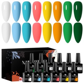 MSRUIOO 12PCS Neon Gel Nail Polish Set, 8 Colors Gel Polish Kit Hot Pink Orange Green Blue Soak Off UV/LED Nail Polish Gel Set DIY Home Salon Gifts for Women 8ml/0.27fl.oz