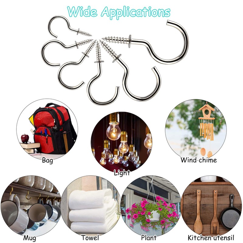 KUUQA 75 Pcs Multi-Size Nickel Plated Metal Ceiling Hooks Screw