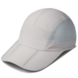 GADIEMKENSD Men's Folding Outdoor Hat, Long Brim, UPF 50+, UV Protection, gray (light gray), 55.0-60.0 cm