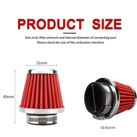 NIBBI Motorcycle Air Filter,Universal Air Filters for Dirt Bike,42mm Air Filters for Dirt Bike, Pit Bike, Bike, Mini Bike, GY6,ATV