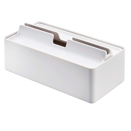 Yamazaki 5874 Tray with Lid Paper Towel Case, White, Approx. W 10.4 x D 5.3 x H 3.9 inches (26.5 x 13.5 x 10 cm), Tower Tissue Case