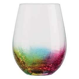 Artland - Neon DOF Tumbler - Set of 2 - Multi Colour Crackle Design Decorative DOF Tumbler for Celebrations and Gift Set