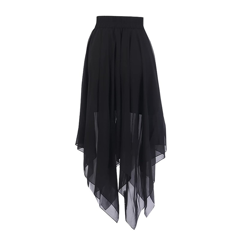 DINGJIUYAN Women's Goth Flowy High-Waisted Skirt