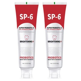 2 PCS SP-6 Probiotic Whitening Toothpaste, for Teeth Whitening and Gum Health, Enhanced Formula with 6 Probiotics, Fluoride-Free, Minty Fresh Flavor, 4.9 oz (2)