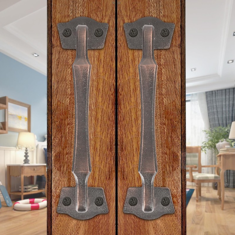 Eumtenr Sliding Barn Door Handles, 10 Inch Heavy Duty Rustic