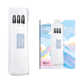 Shpucise Pen Holder for Notebook,Pen Pouch with Adjustable Elastic Band,Small Pen Holder with Zipper and Adjustable Elastic Band,Pen Case Book Pouch for Journals Notebook Books (White)