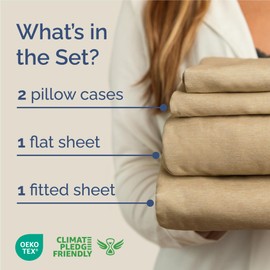 CGK Unlimited King Size 4 Piece Sheet Set - Breathable & Cooling Bed Sheets Set - Hotel Luxury Bedding for Women, Men, Kids & Teens - Deep Pockets, Easy-Fit, Soft & Wrinkle Free - Oeko-Tex - Tan Heathered Sheets