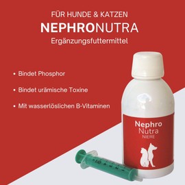 NephroNutra Supplementary Feed for Dogs and Cats: Supports Kidney Function, with Phosphate Binders, Chitosan & B Vitamins, Liquid Form for Easy Dosage, 200 ml
