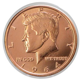 1964 Kennedy Half Dollar Replica 1 oz Pure .999 Copper Round Collectible Coin in Capsule