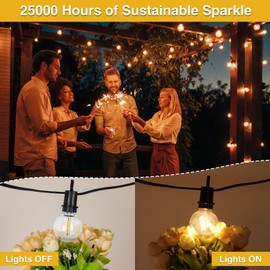 ZJOJO 35FT Outdoor String Lights, G40 Globe Outdoor Lights with 15 Shatterproof LED Bulbs 2700K, IP65 Waterproof Patio Light