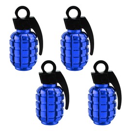 Jagowa 4PCS Valve Stem Caps Grenade Tire Caps Alloy Valve Stem Covers Anti-proof Tire Caps for Cars SUV Trucks Motorcycles Bicycles (Blue)