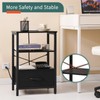 Yoobure Side Table with Storage, LED Night Stand with Charging