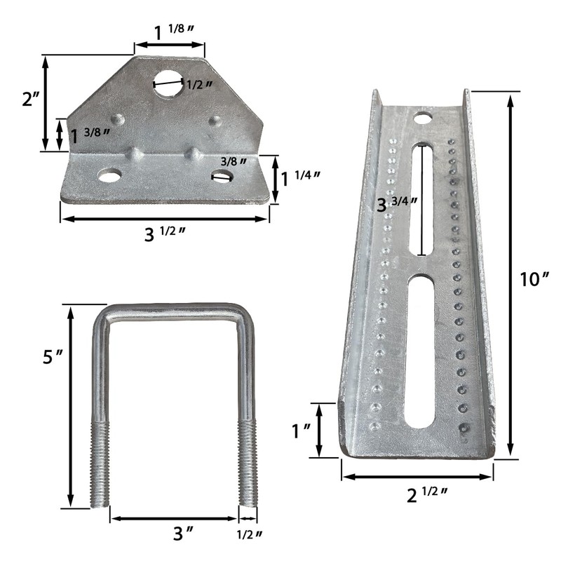 A.A 10" Galvanized Swivel Top Bunk Bracket Kit with Hardware