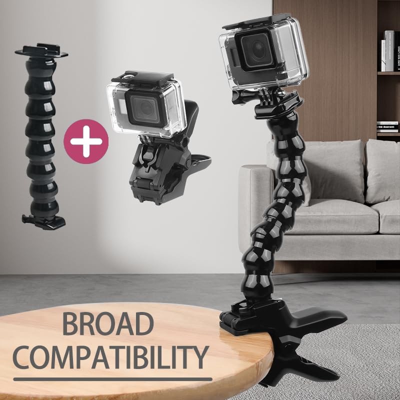 Jaws Flex Clamp Mount with Adjustable Gooseneck Compatible with GoPro