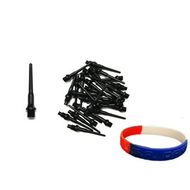 Tufflex Black Long Extra Strong 2BA 3/16" Thread Soft Tip Dart Points 100-1000 Packs Plus USA I Love Darts Bracelet (Black Long, 100 ct.)