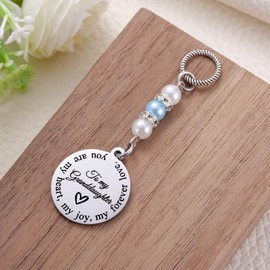 MIXJOY Something Blue Pearl Gift, Granddaughter's Wedding Day Bouquet Garter Pearl Charm from Grandparents, Bride to Be Gifts, Elegant Wedding Accessory, Bridal Shower Gift for Granddaughter