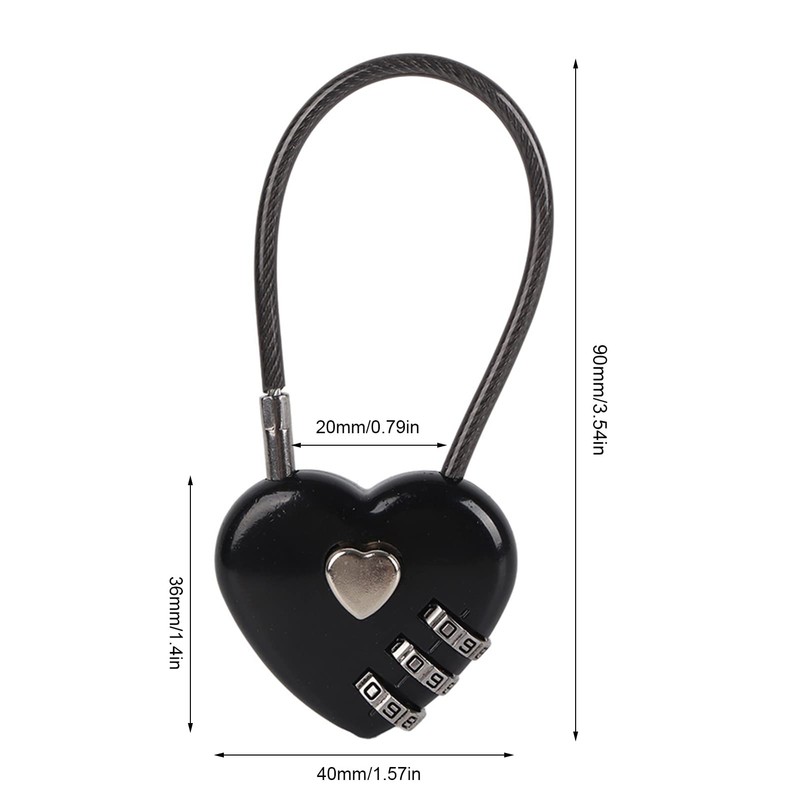 Heart Shape Code Lock Compact Mini Size with 3 Digit