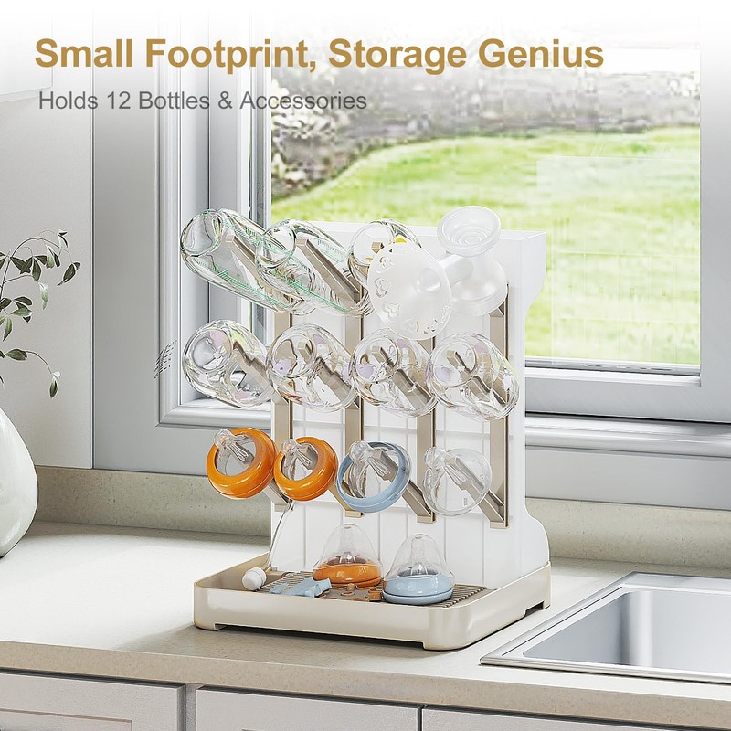 GoMaihe Baby Bottle Drying Rack: Space Saving Vertical Bottle Dryer