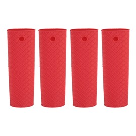 uxcell Silicone Hot Handle Holder, 4Pcs Pot Handle Sleeve Heat Resistant Non-Slip Rubber Pot Handle Sleeve for Frying Pans, Griddles Sleeve Grip Handle Cover, Cookware Handles, Red