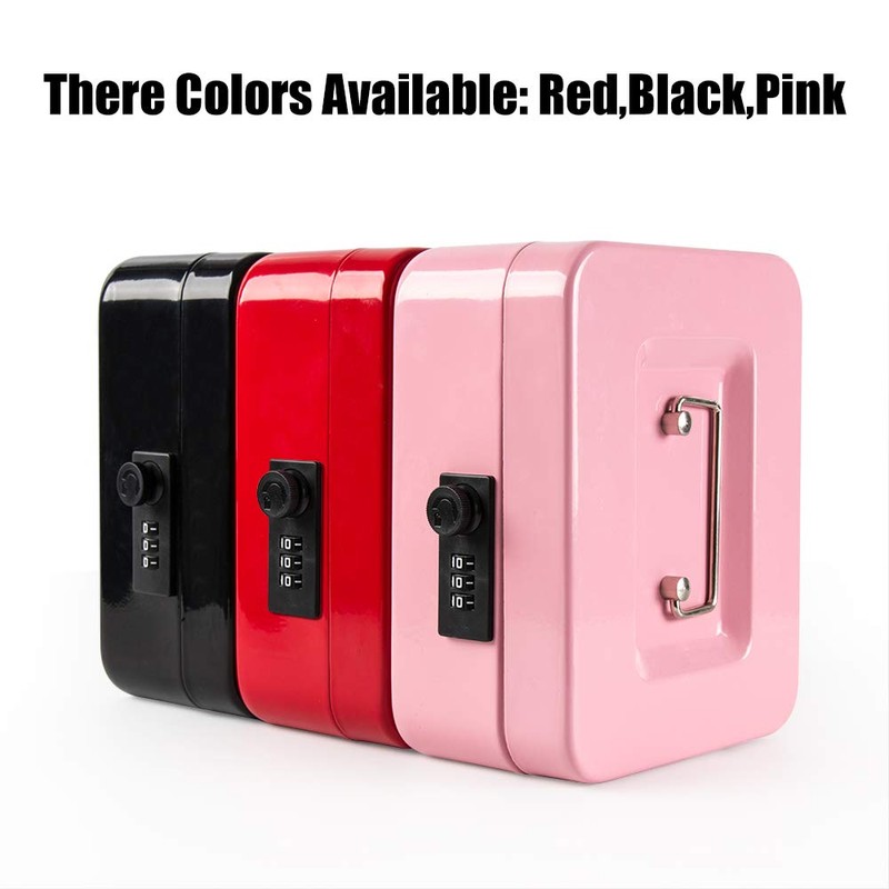 KYODOLED Medium Cash Box with Combination Lock Safe Metal Money