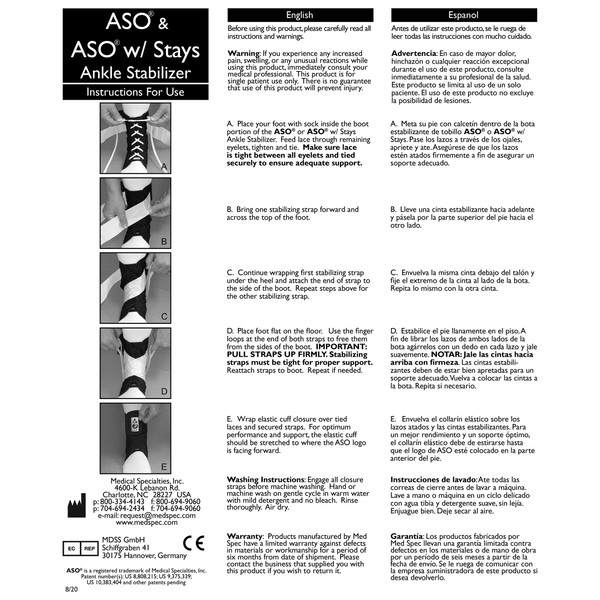 Med Spec Med Spec 264014 ASO Ankle Stabilizer, Black, Medium
