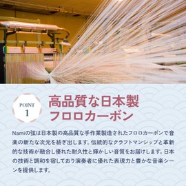 NAMI Wave Ukulele Strings, Soprano, Concert, Tenor Size, Made in Japan... (Set of 4 NAMI Ukulele Strings)