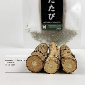 munchiecat Matatabi Silver Vine Sticks (with Organic Catnip | Natural, Teeth Cleaning Chew Toy for Cats and Kittens (Large) 3pc