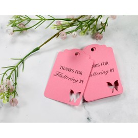 Butterfly Thank You Tags - Thanks for Fluttering By - 12pc (Pink)