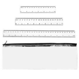 Plastic Ruler Set Clear Transparent Straight Ruler 15cm/30cm 6inch 12inch Measuring (3)