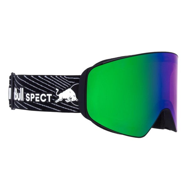 Red Bull Spect Eyewear Men's JAM-02 Ski Goggle, Black/Green Snow, Rose with Green Mirror, M