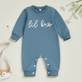 YINGISFITM Little Brother Little Sister Newborn Outfit Long Sleeve Sweatshirt Romper Jumpsuit Baby Clothes For Boys Girls (Little Brother Onesie Blue, 3-6 Months)