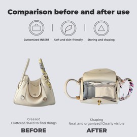 XYJG Purse Handbag Silky Organizer Insert Keep Bag Shape Fits Herme Lindy 19/26/30/34 bags, Luxury Handbag Tote Lightweight Sturdy(Craie,LD 30)