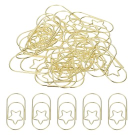 PATIKIL 2x1 Inch Large Paper Clip, 20 Pcs Metal Star Paper Clip Wide Rust-Proof Strong Durable Bulk for Office Supplies Document Organization Binder Bookmarks Planner, Gold Tone