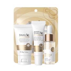 Snail Essence Skin Travel Care Kit, 3-Piece Skin Care Essentials Set with Essence, Eye Cream, Moisturising Cream, Travel-friendly Face Routine Set for Women and Teenage Girls