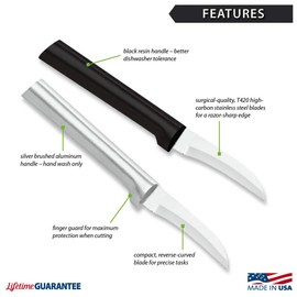 Rada Cutlery Curved Blade Paring Knife – Stainless Steel Blade With Aluminum Handle Made in USA, 6-1/8 Inch (R100)