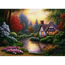 Kaliosy 5D Diamond Art Painting House by Number Kits, Paint with Diamonds Art Landscape DIY Full Drill, Crystal Craft Cross Stitch Embroidery Decoration 30x40cm