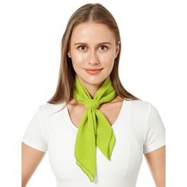 Lastclream Chiffon Square Neck Scarves for Women Handkerchief Retro Satin Ribbon Scarf for Hair Wrapping at Night 26" (Green)