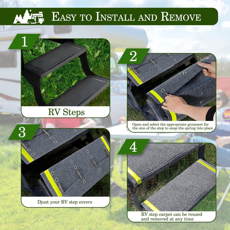 HOMEE RV Step Covers 4 Packs with Reflective Strips,Camper Step