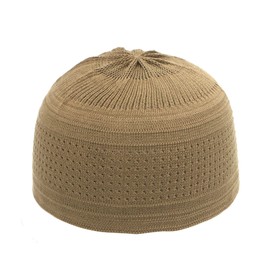 TheKufi Plain Light Brown Cotton Stretch Knit Kufi Hat Skull Cap - Comfortable Fit (X-Small)