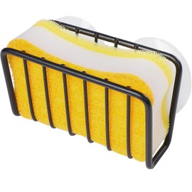 U Chef Soporte para Esponja de Fregadero de Cocina con Ventosa, Porta Esponja para Fregadero de Acero, Organizador de Fregadero de Cocina, Organizador de Esponja, Soporte para Estropajo (Negro)