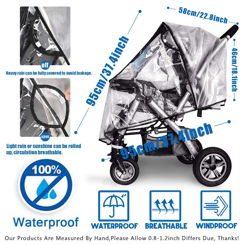 Stroller Rain Cover,Universal Stroller Accessory,Waterproof, Windproof Protection,Protect from Dust Snow,Baby