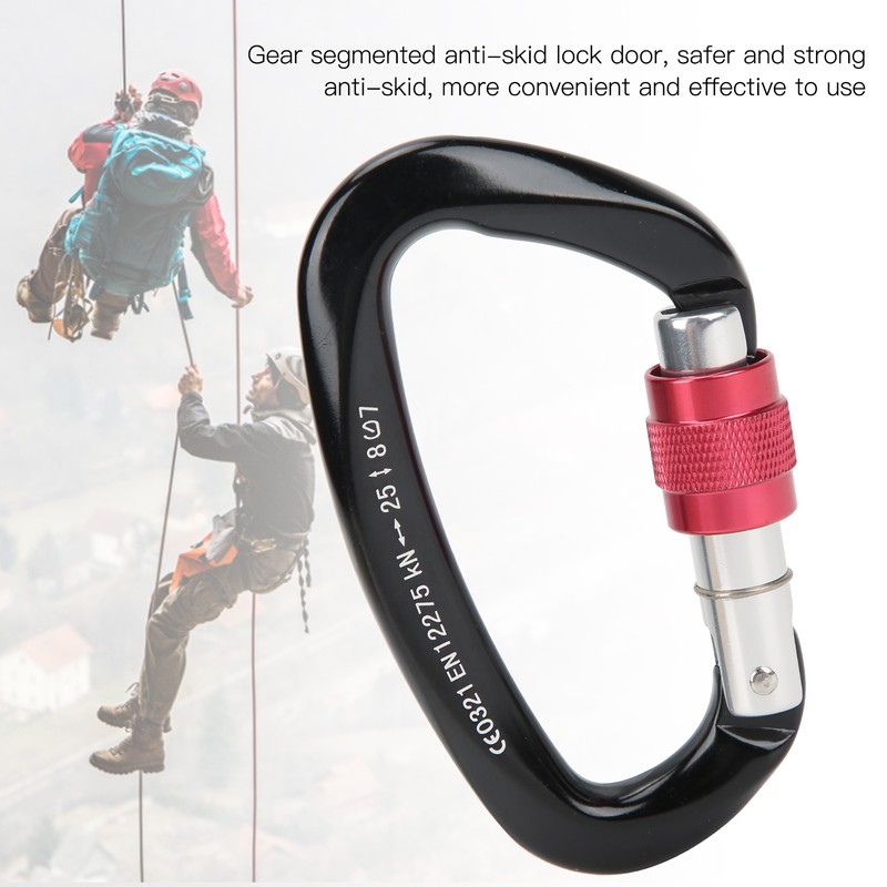 Mountaineering D Locking Carabiner Clips Alloy Heavy Duty Carabiner for