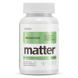 MATTER SMART NUTRIENTS - MegAntiox con Vitamina C, Vitamina E y Selenio - Antioxidante para Bienestar General - 60 Cápsulas Veganas