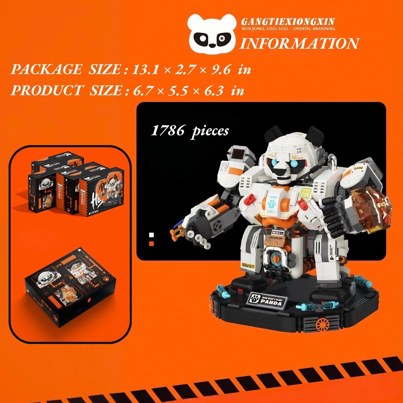 WULOBOOI Panda Mech Transforming Building Blocks Set for Adults, Robot