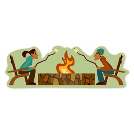 Die Cut Sticker Campfire, Roasting Marshmallows, Geometric, Vinyl Sticker 1 to 3 inches (Waterproof Decal for Cars, Water Bottles, Laptops, Coolers), Small