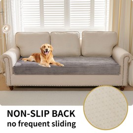 HAOMAIJIA Waterproof Couch Cover for Dogs Washable,Faux Fur Pet Couch Covers for Sofa,Soft Dog Bed Cover Non-Slip Couch Covers for 3 Cushion Couch Sofa Pet Friendly (Grey, 35" x 95" 1 Pack)