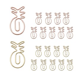 OWLFAVO Pineapple Shape 20pcs Paper Clips with Clear Box, Rose Gold and Yellow Gold, Funny Cute Paperclips Bookmarks Planner Clips for Fun Office Supplies School Gifts Wedding Decoration