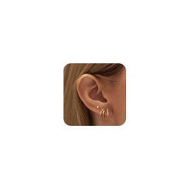 koperin Cute Huggie Stud Hoop Small Dainty 14K Gold Plated Hypoallergenic CZ Earrings Set Jewelry Multiple Piercing Trendy Gifts for Women