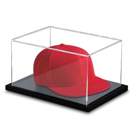 Hat Display Case, Clear Acrylic Baseball Cap Display Stand, UV Protection Hat Case Showcase with Hat Shaper for Collectors and Signed Memorabilia, No Assembly Required